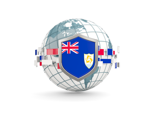 Globe with shield. Download flag icon of Anguilla at PNG format