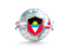 Antigua and Barbuda. Globe with shield. Download icon.