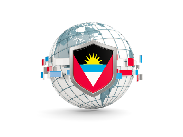 Globe with shield. Download flag icon of Antigua and Barbuda at PNG format