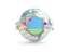 Aruba. Globe with shield. Download icon.