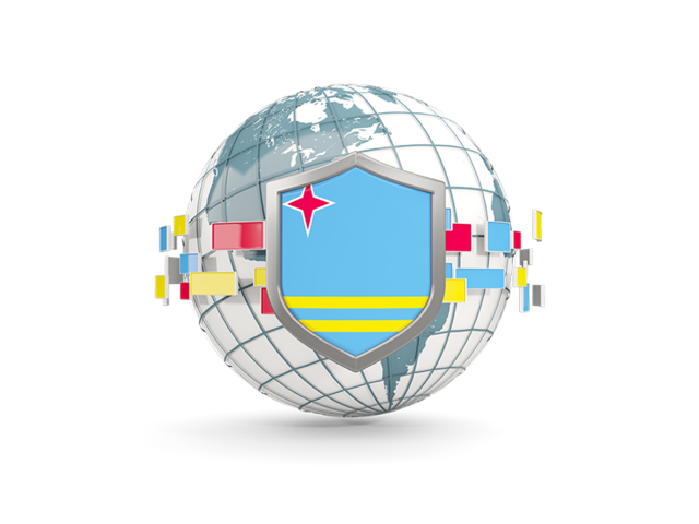 Globe with shield. Download flag icon of Aruba at PNG format