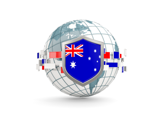 Globe with shield. Download flag icon of Australia at PNG format