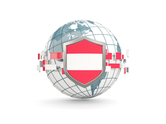 Globe with shield. Download flag icon of Austria at PNG format