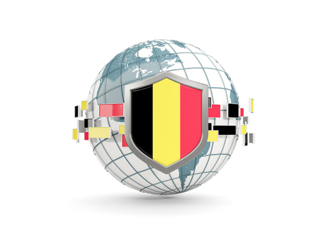 Globe with shield. Download flag icon of Belgium at PNG format