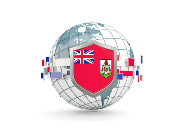 Globe with shield. Download flag icon of Bermuda at PNG format