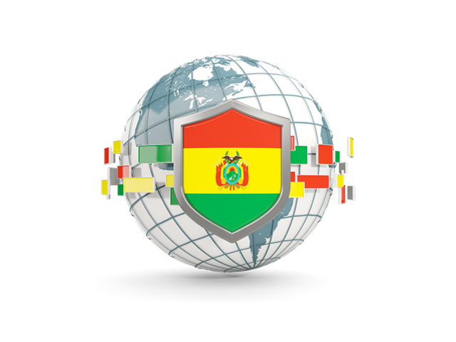 Globe with shield. Download flag icon of Bolivia at PNG format