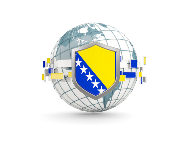 Globe with shield. Download flag icon of Bosnia and Herzegovina at PNG format