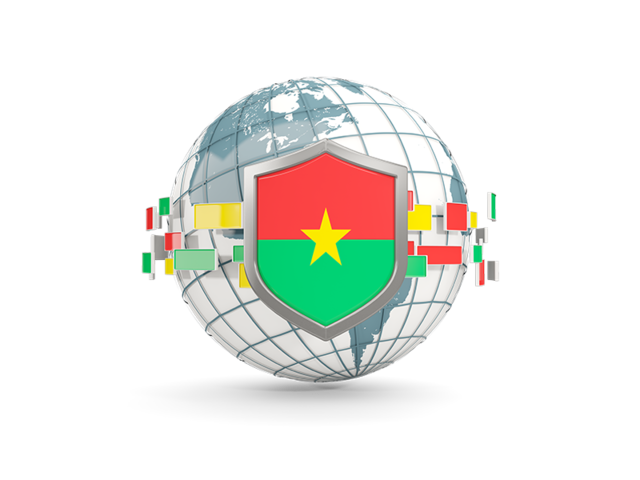 Globe with shield. Download flag icon of Burkina Faso at PNG format