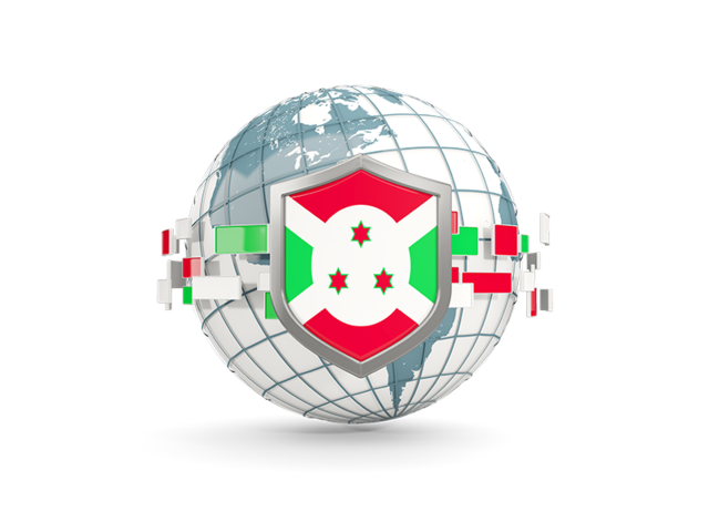 Globe with shield. Download flag icon of Burundi at PNG format