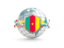 Cameroon. Globe with shield. Download icon.