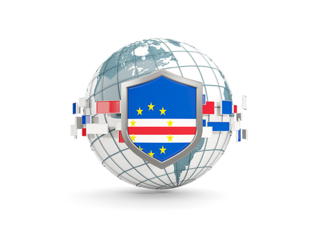 Globe with shield. Download flag icon of Cape Verde at PNG format