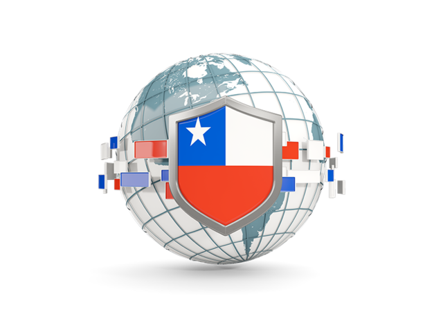 Globe with shield. Download flag icon of Chile at PNG format