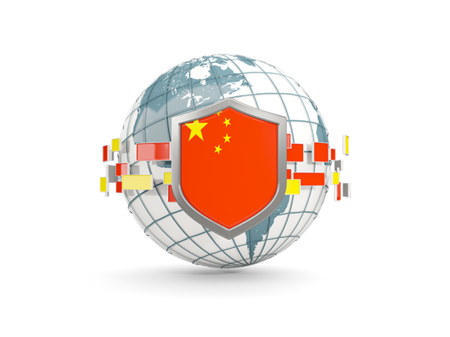 Globe with shield. Download flag icon of China at PNG format