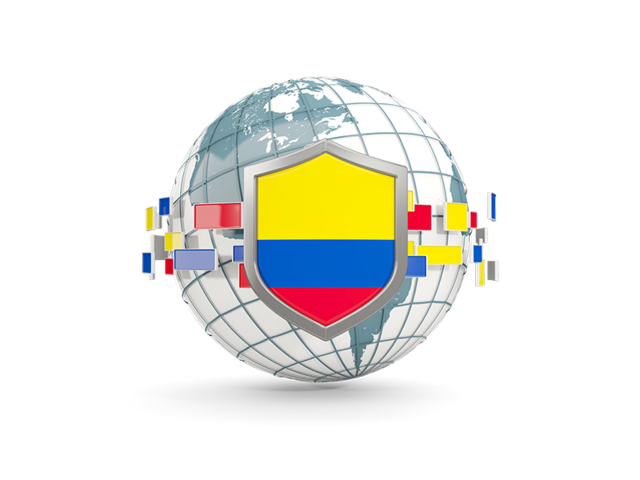 Globe with shield. Download flag icon of Colombia at PNG format