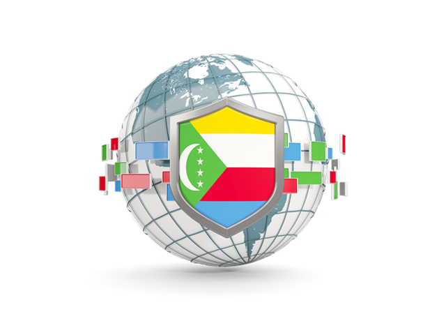 Globe with shield. Download flag icon of Comoros at PNG format