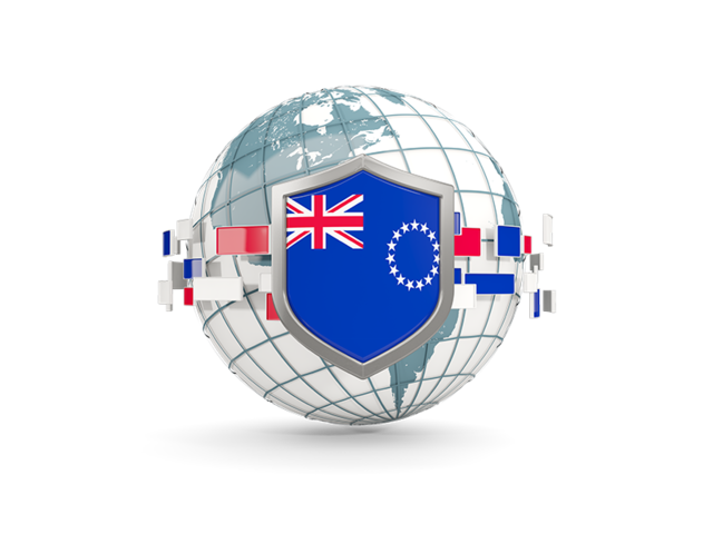 Globe with shield. Download flag icon of Cook Islands at PNG format