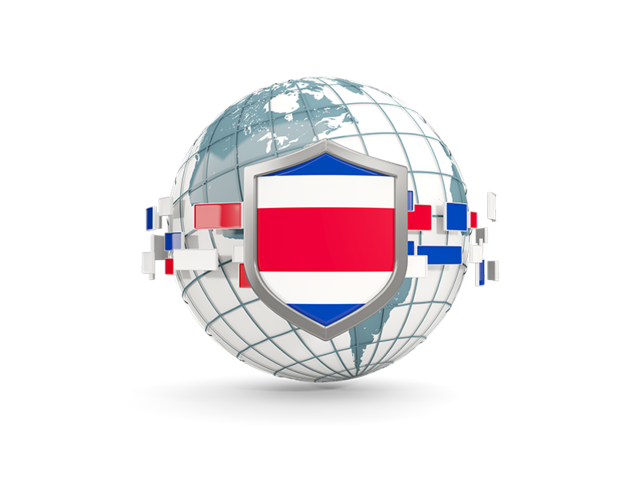 Globe with shield. Download flag icon of Costa Rica at PNG format