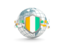 Cote d'Ivoire. Globe with shield. Download icon.