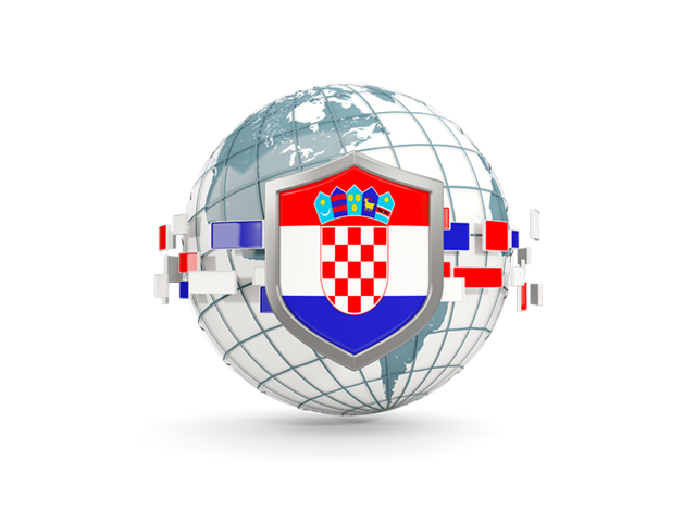 Globe with shield. Download flag icon of Croatia at PNG format