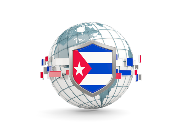 Globe with shield. Download flag icon of Cuba at PNG format