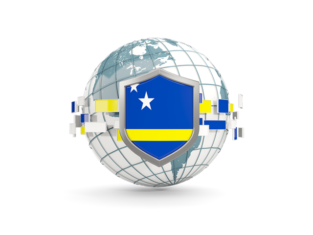 Globe with shield. Download flag icon of Curacao at PNG format
