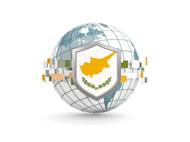 Globe with shield. Download flag icon of Cyprus at PNG format