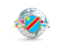 Democratic Republic of the Congo. Globe with shield. Download icon.