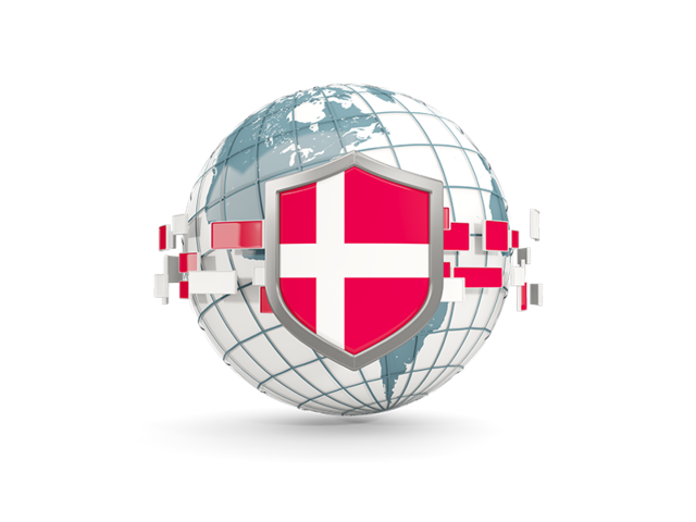 Globe with shield. Download flag icon of Denmark at PNG format