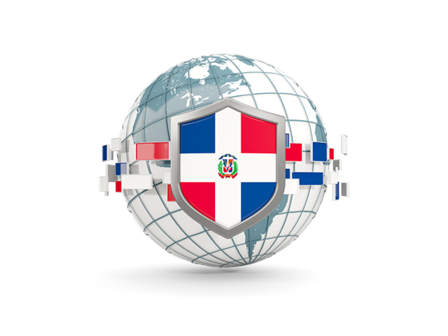 Globe with shield. Download flag icon of Dominican Republic at PNG format