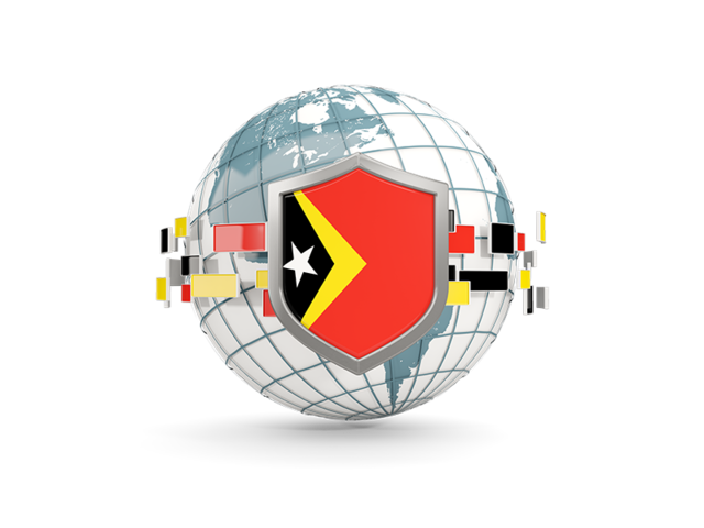 Globe with shield. Download flag icon of East Timor at PNG format