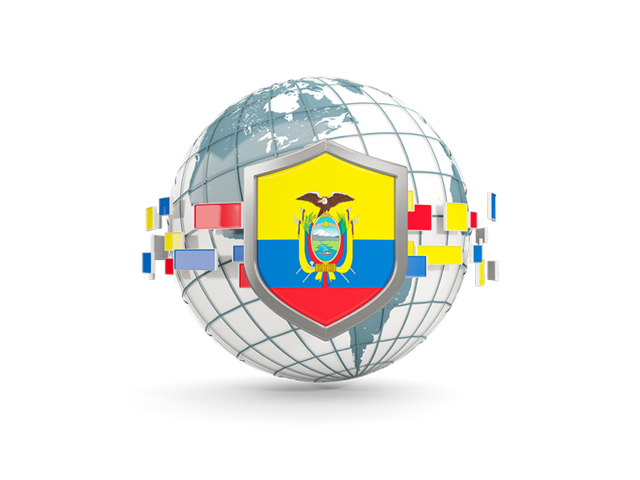 Globe with shield. Download flag icon of Ecuador at PNG format