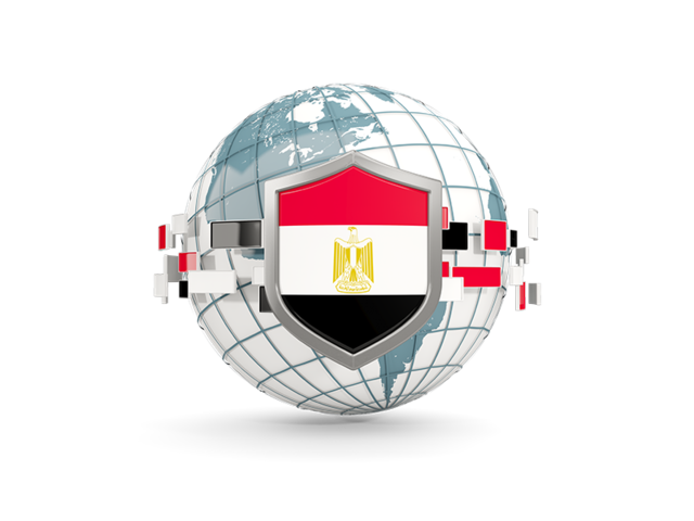 Globe with shield. Download flag icon of Egypt at PNG format