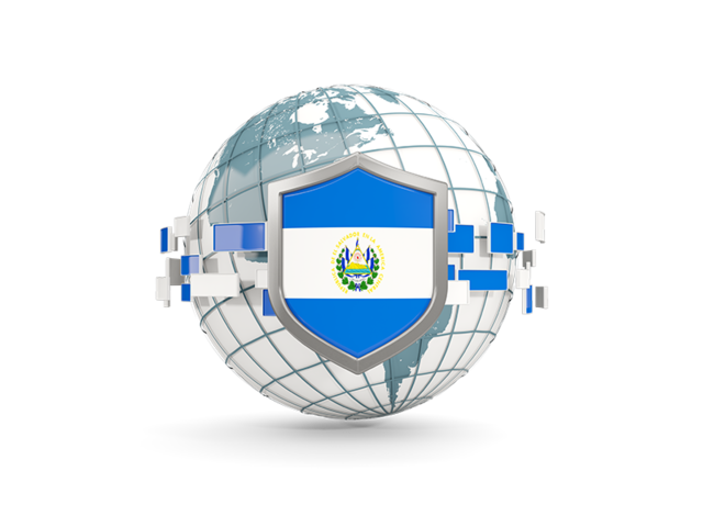 Globe with shield. Download flag icon of El Salvador at PNG format