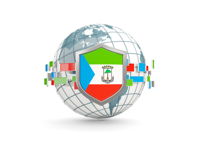 Globe with shield. Download flag icon of Equatorial Guinea at PNG format