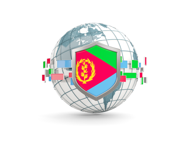 Globe with shield. Download flag icon of Eritrea at PNG format