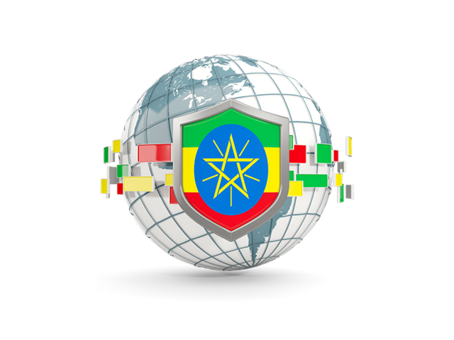 Globe with shield. Download flag icon of Ethiopia at PNG format