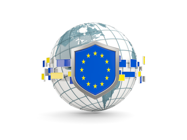 Globe with shield. Download flag icon of European Union at PNG format