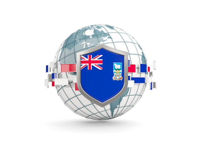 Globe with shield. Download flag icon of Falkland Islands at PNG format