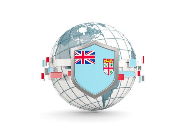 Globe with shield. Download flag icon of Fiji at PNG format