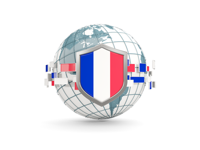 Globe with shield. Download flag icon of France at PNG format