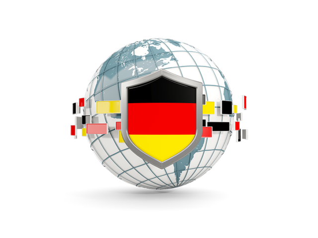 Globe with shield. Download flag icon of Germany at PNG format