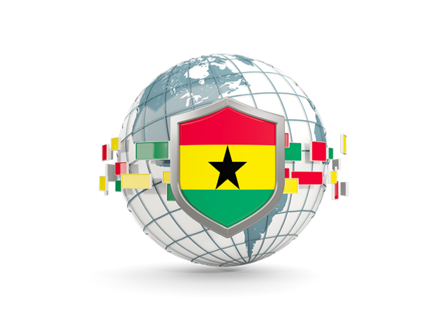 Globe with shield. Download flag icon of Ghana at PNG format