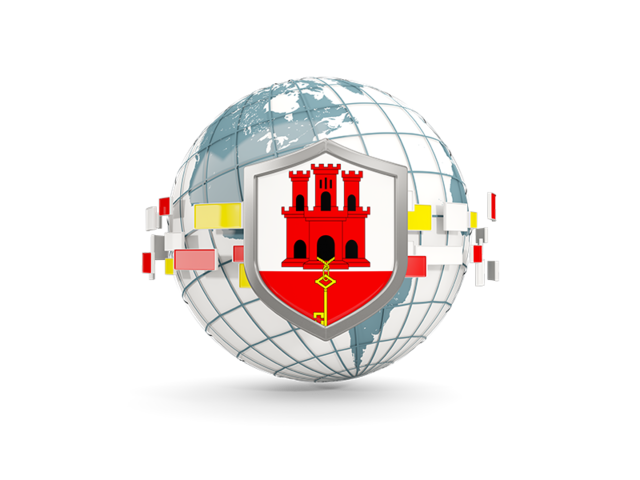 Globe with shield. Download flag icon of Gibraltar at PNG format