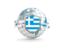 Greece. Globe with shield. Download icon.