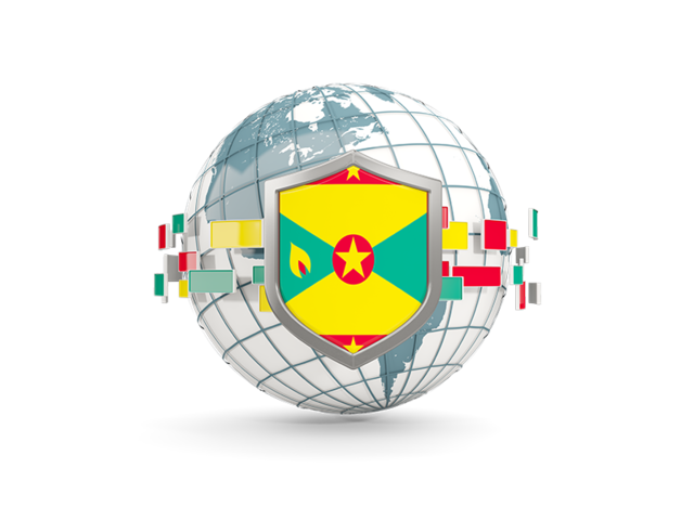 Globe with shield. Download flag icon of Grenada at PNG format