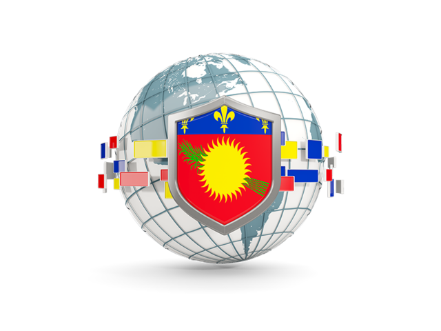 Globe with shield. Download flag icon of Guadeloupe at PNG format