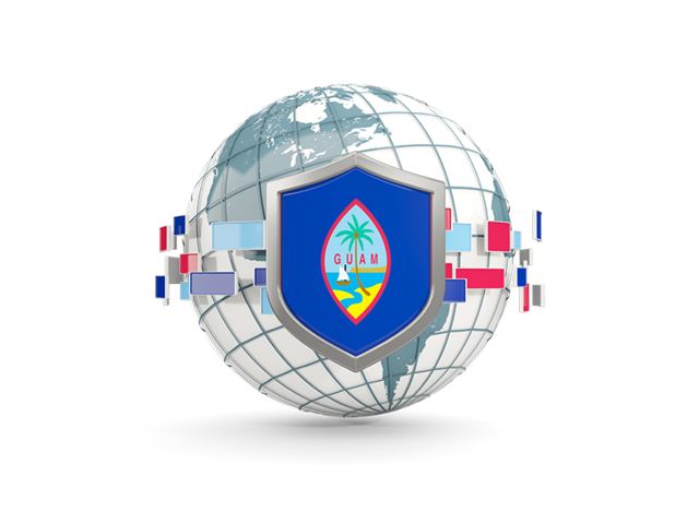 Globe with shield. Download flag icon of Guam at PNG format
