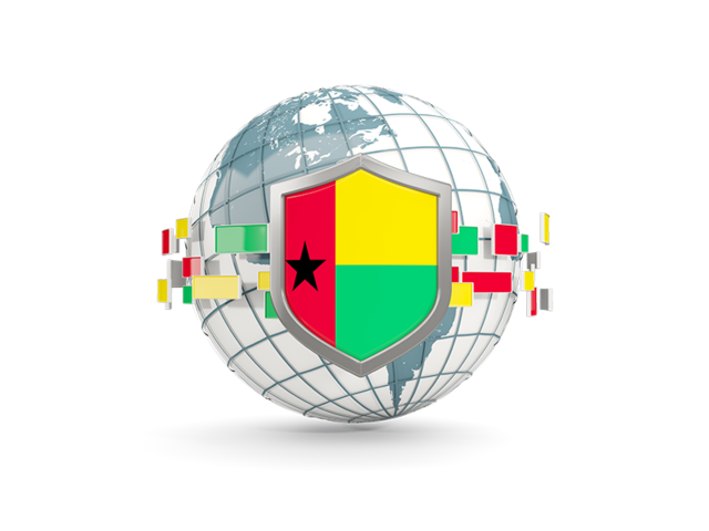 Globe with shield. Download flag icon of Guinea-Bissau at PNG format