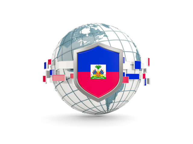 Globe with shield. Download flag icon of Haiti at PNG format