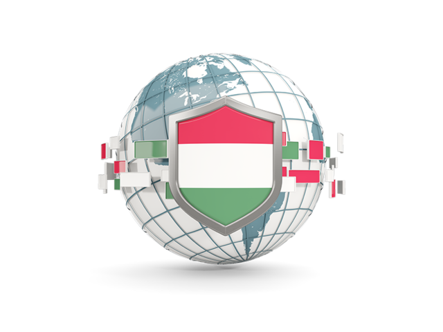 Globe with shield. Download flag icon of Hungary at PNG format